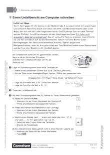 Deutschbuch - Medienkompetenz fördern - Einen Unfallbericht am Computer schreiben - Kopiervorlage/Arbeitsblatt - 5./6. Schuljahr