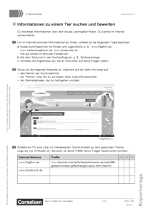 Deutschbuch - Medienkompetenz fördern - Informationen zu einem Tier suchen und bewerten - Kopiervorlage - 5./6. Schuljahr